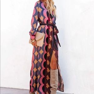 VICI SPREAD BEAUTY PRINTED WRAP MAXI DRESS